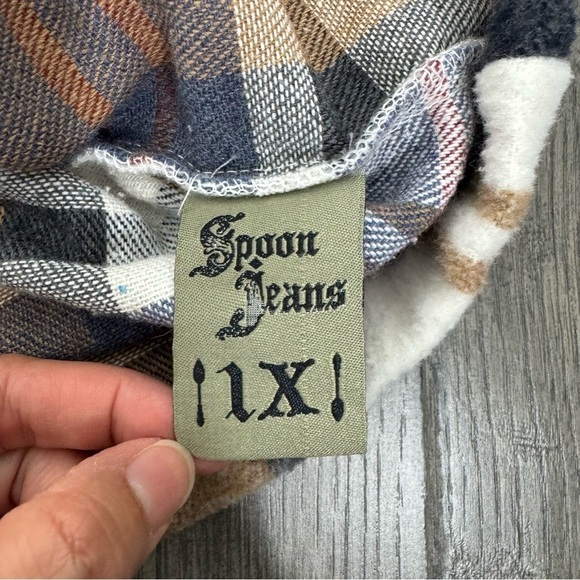Spoon Jeans Brown Plaid Button Down Jacket Womens Size 1X - Picture 3 of 6